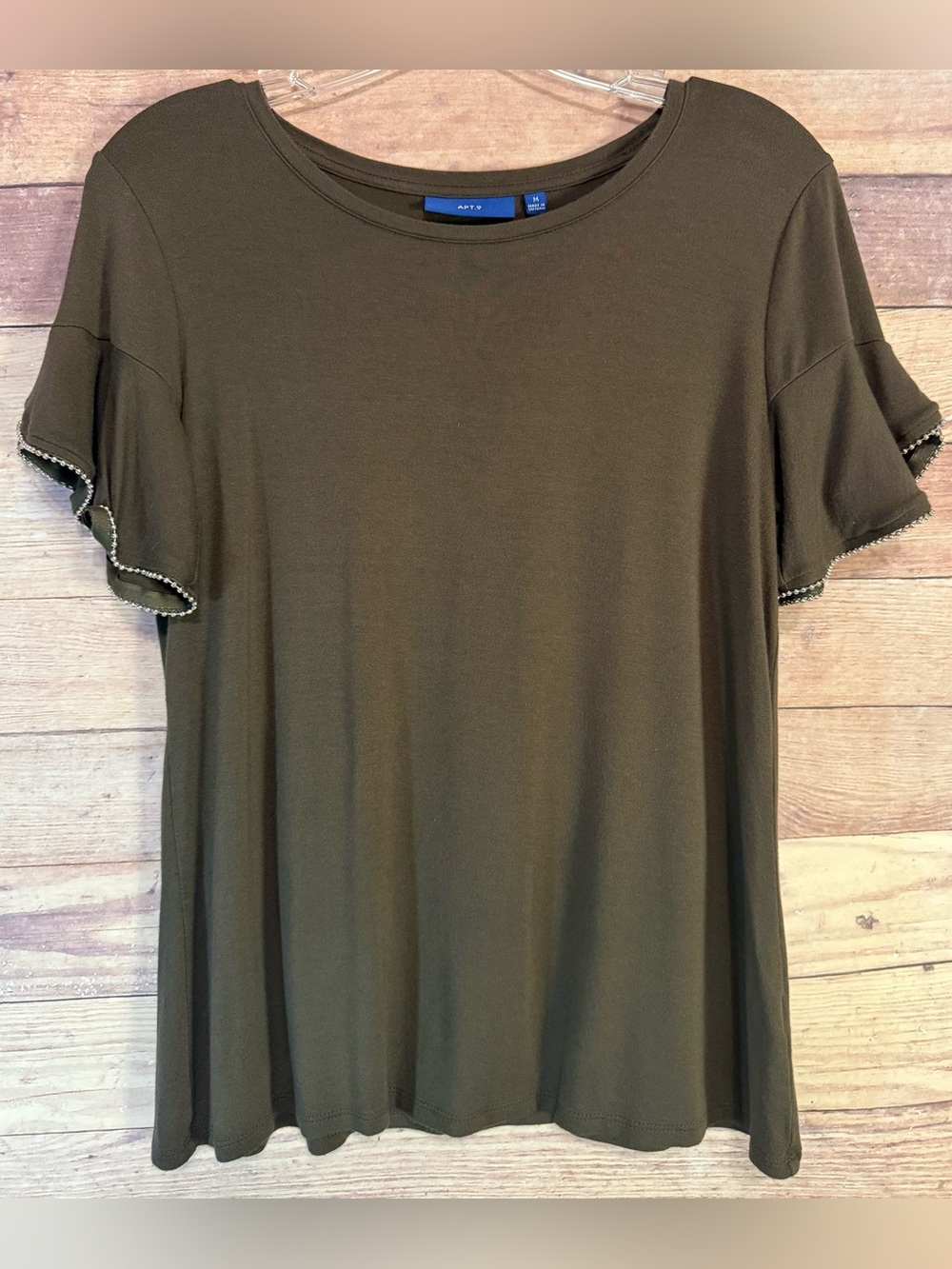 Apt. 9 Olive Short Ruffle Sleeve Top